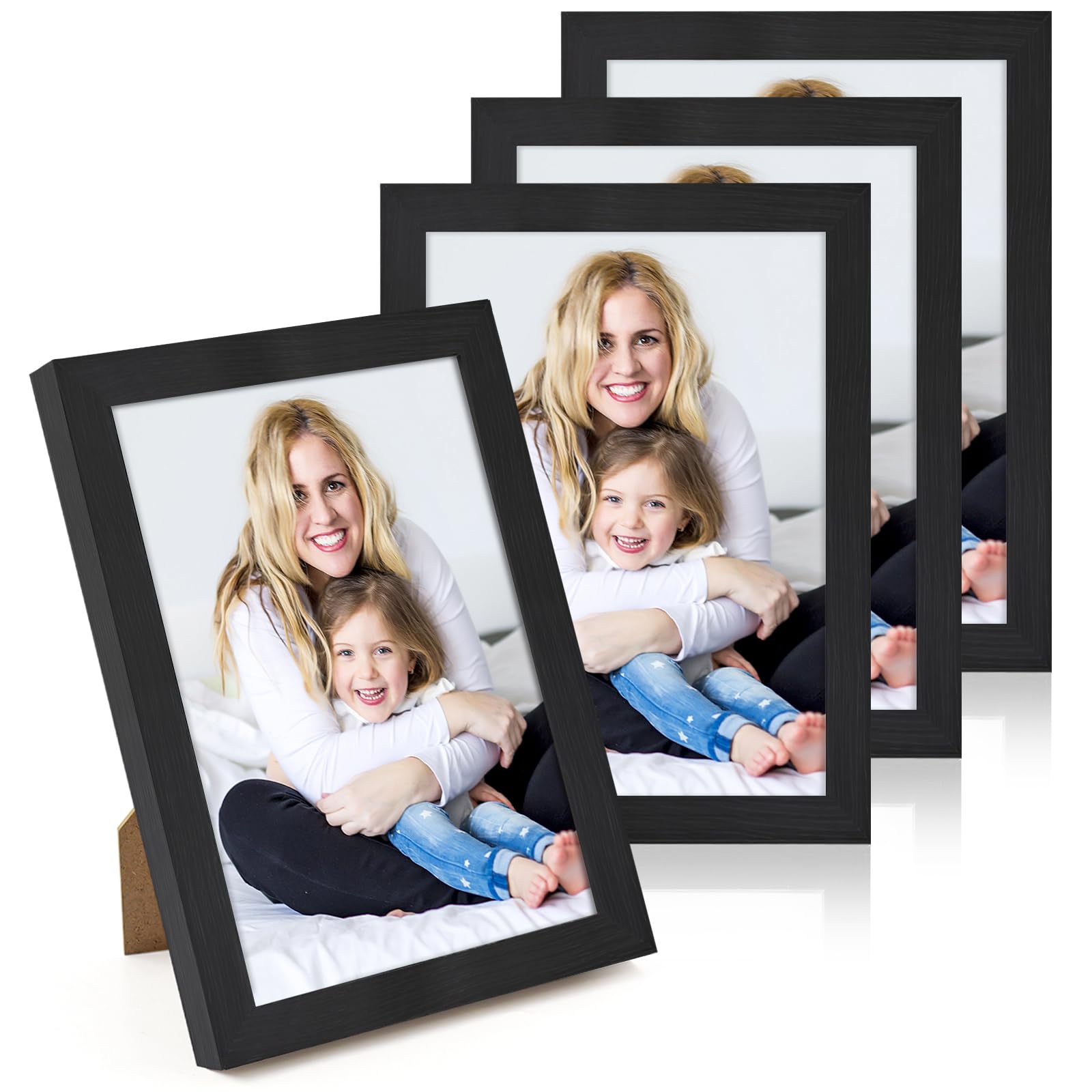 WenYa 6x8 Black Photo Frames, 4 Pack 8x6 Picture Frames Wall and Desktop Horizontal Vertical 20.3x15.2cm Frames for Family Pictures Display (Black, 6x8-4pack)