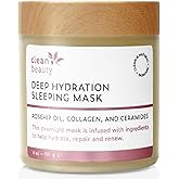 Clean Beauty Deep Hydration Sleeping Face Mask with Rosehip Oil & Collagen - Strengthen Skin & Reduce Fine Lines (4 oz)