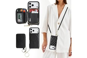 Cavor for iPhone 17 Pro Max Wallet Case with Card Holder for Women Men, for iPhone 17 Pro Max Case with Strap, Crossbody Lany