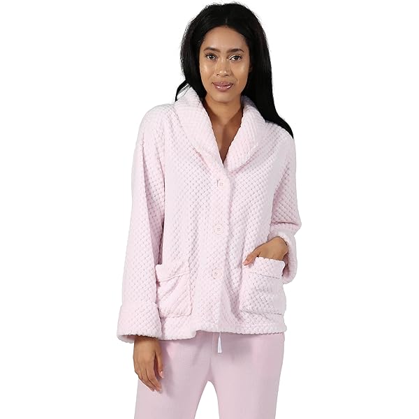 Floral Jacket La Cera Fleece Bed Jacket Plus Size At Women's