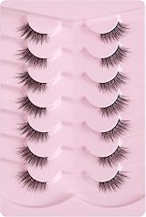 Onlyall Half Eyelashes Thin Black Band 3/4 Natural Look 7 Pairs C19 view 4