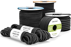 Brotree Marine Grade Bungee Cord 1/8" x 10ft - Elastic Shock Cord 100% Stretch Rope Heavy Duty for Kayak, Tent Pole, Tarp, Ti