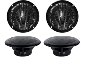 STUDIOFINIX Marine Speakers Waterproof 6.5" 2 Way 240 Watts Flush Mount Stereo Audio Perfect for Boat ATV UTV Golf Cart RV Bathroom(2 Pair,Black)