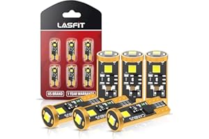 LASFIT 194 LED Bulb 6000K White, T10 168 2825 W5W LED Replacement Light Bulbs, For Dome Map Light, Door Light, Courtesy Light, License Plate Light, Trunk Light, Super Bright (Pack of 6)