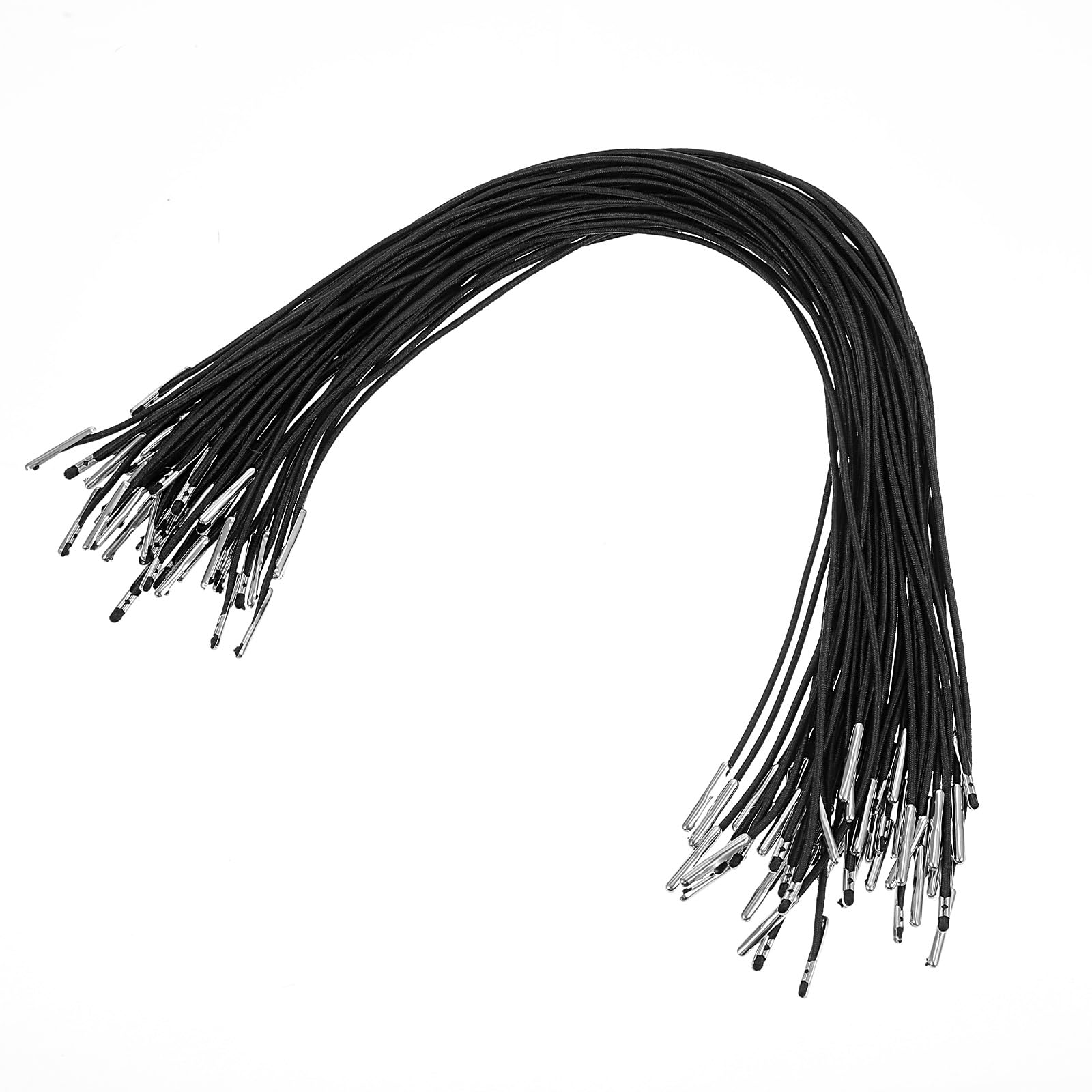 Photo 1 of Ymapinc 50pcs Black Elastic Rope Strap with Metal Ends, Soft Elastic Cord Bands for Crafts, Hat Extender, Mask Lanyard, Fasten Book Binding, Party DIY Craft, 11.8 Inch Black String