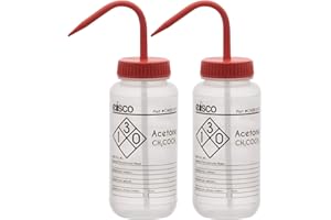 EISCO 2PK Wash Bottles for Acetone, 500ml - Labeled with Chemical Information & Safety Information (1 Color) - Wide Mouth, Se