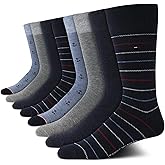 Tommy Hilfiger Mens Dress Socks - 8 Pack Lightweight Casual and Formal Everyday Crew Work Socks for Men with Reinforced Heel