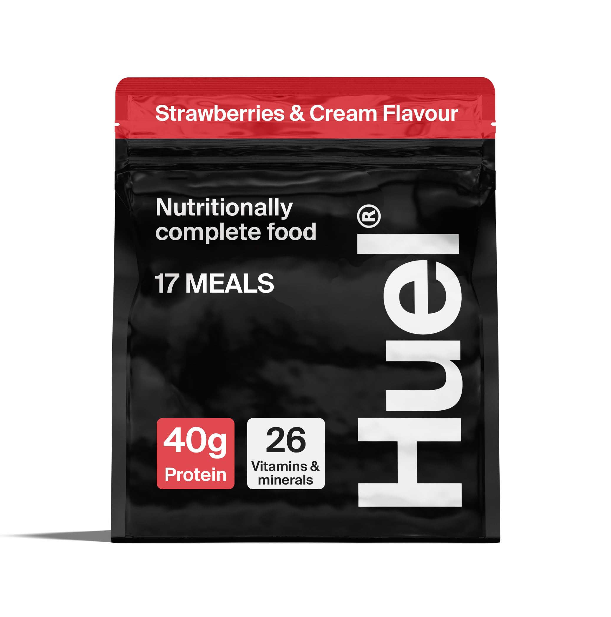Huel Black Edition High Protein Complete Meal Replacement, 17 Meals, Strawberries & Cream Flavour, 40g of Protein Per Serving, Ready Meals, Vegan Protein Powder, Gluten-Free, Non-GMO