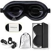 100% Mulberry Silk Sleep Mask as Your Ultimate Silk Eye Mask for Sleeping | Adjuster-Free 3D Contour for Petite Heads (21-23") | Zero Pressure Design | Yueerbao (Black)