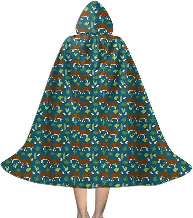 PZUS5D Hereford Cow Fabric Cattle and Cactus