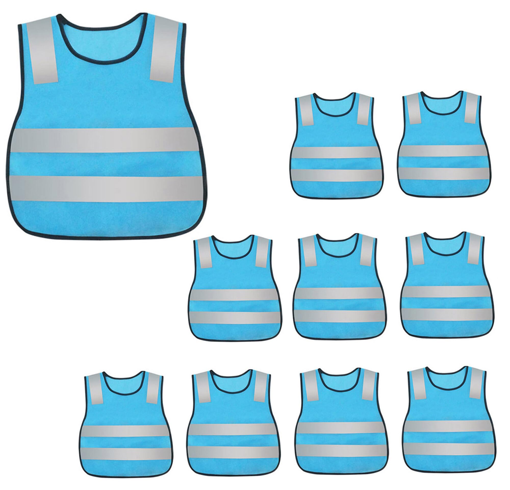Toddler Safety Vest Lightweight Camping Pull-On High Vis Waistcoat Coming Home from School Construction Vest Blue 10 Pack