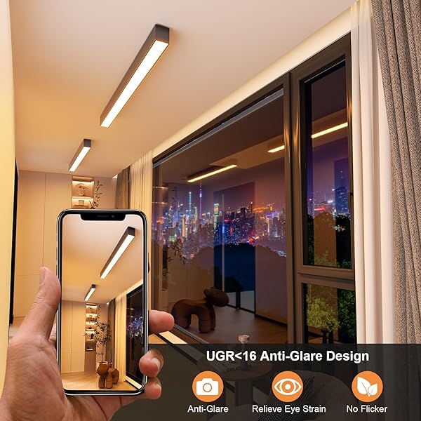 MODERN LED CEILING LIGHT WITH REMOTE, BLACK DIMMABLE CLOSE TO CEILING LAMP FIXTURES, 30W CCT (2700K-6000K), SMART LINEAR CEILING LIGHTS FOR LIVING ROOM BEDROOM OFFICE HALLWAY KITCHEN(39.1INCH/3.26FT)