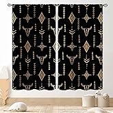 Western Blackout Curtains, Southwest Tribal Aztec Bull Skull Cowboy Theme Rustic Rural Western Boho Curtains for Bedroom Living Room Kitchen Farmhouse Decor Drapery Treatments 2 Panels, 42"x45" Inch