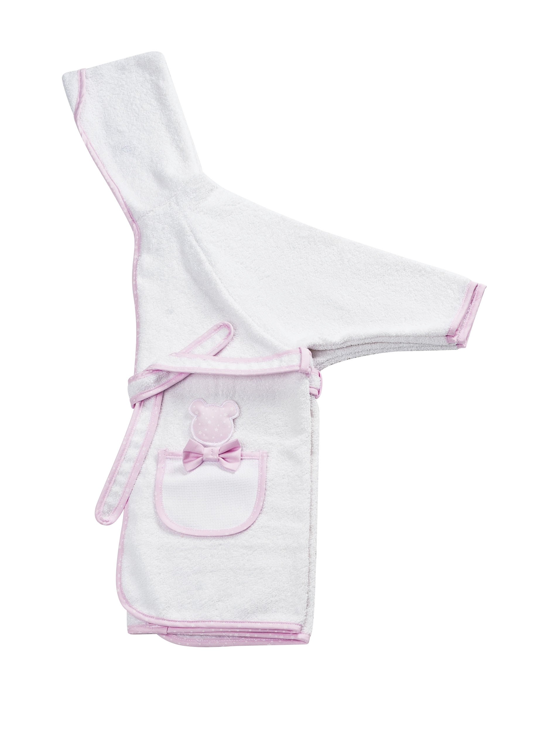 agofil – Bathrobe with Sleeves and Hood Suitable for Children (Maximum 2 Years) The Soft Sponge 100% Cotton The Italian Product – White, Pink