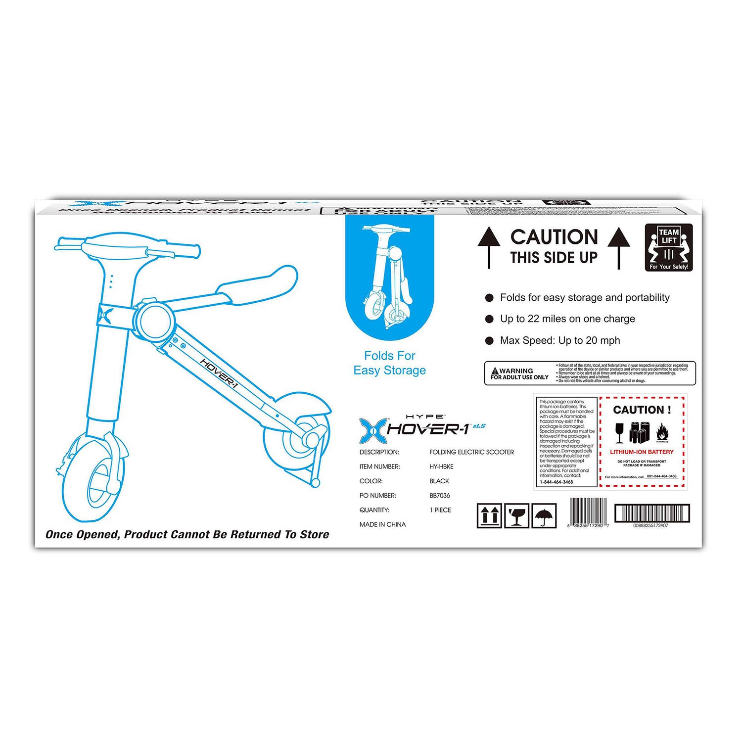 Hover1 XLS UL 2272 Certified EBike Folding Electric Scooter With