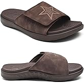 KuaiLu Mens Slides Soft Cushion Sport Sandals with Plantar Fasciitis Arch Support Adjustable Open Toe Summer Slippers Slip on Indoor Outdoor Size 7-15