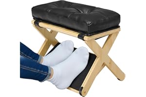 HOMELTSTBO Foot Rest for Under Desk at Work, Wooden Under Desk Footrest with Non-Slip Rubber Stepping Surface, Ergonomic Foot