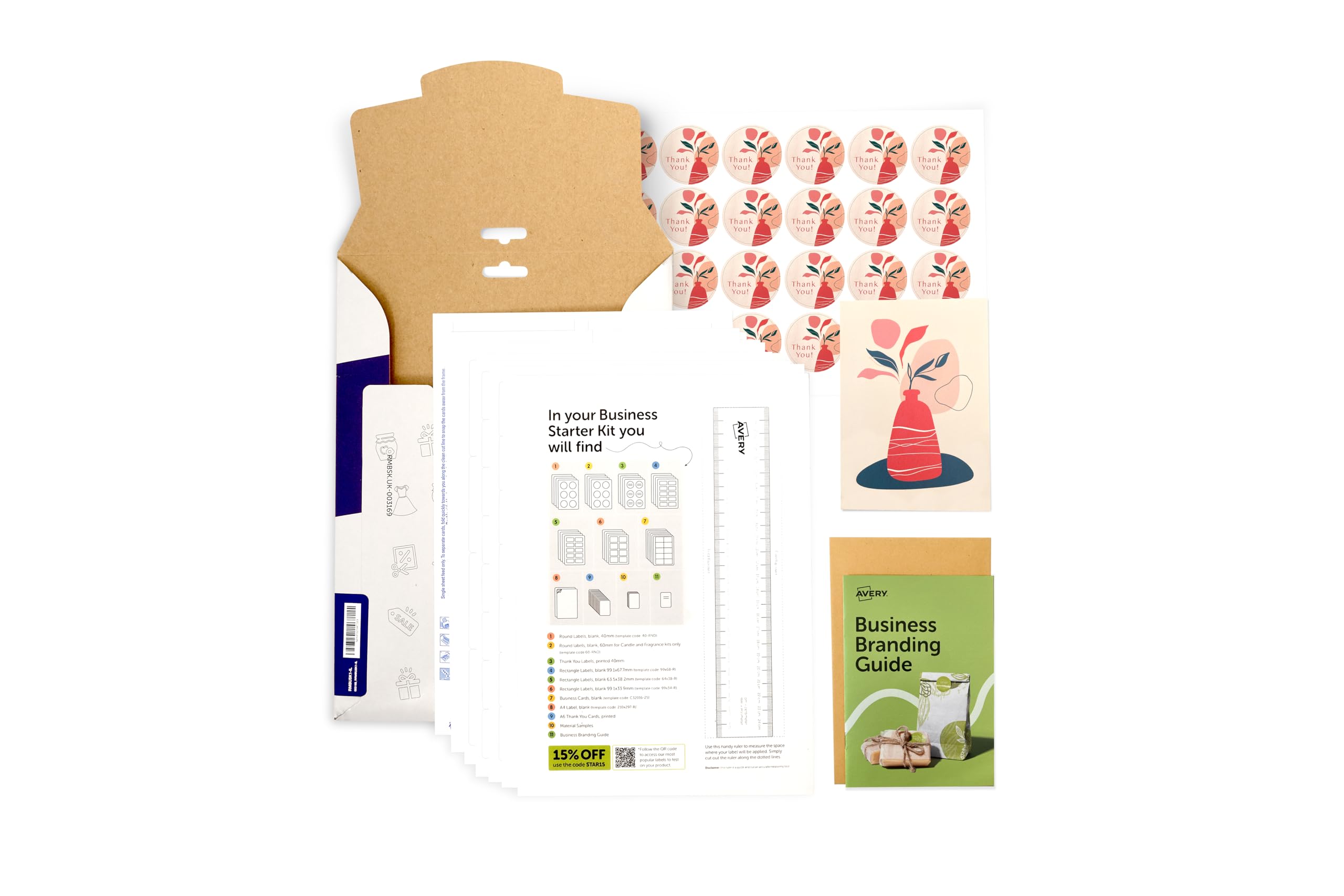 Avery, Business Branding and Packaging Solutions Kit. Create Your own Branding, Labels, Business Cards, and Thank You Notes. Round and Rectangle Blank Printable Stickers, Packaging & Logo Labels.