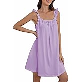 Lesserwing 100% Cotton Nightgowns for Women Sleeveless Night Gown Soft House Dress Ruffle Sleepwear Nightshirts with Pockets