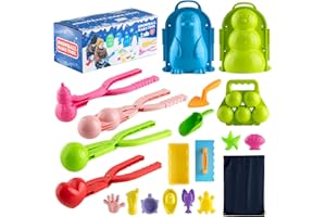 CHMI Snow Toys Snowball Maker Tool Winter Snow Toys Ball Maker Tool Kit Snow Sled for Kids Toddlers Outdoor Play with Duck Soccer Shaped Molds Snow Clips Snowman Penguin Snow Shovel Snow Molds Beach Toys