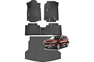 Jenofa-Car Floor Mats for 2012-2016 Honda CRV (Fit for LX & SE & EX & No subwoofer) (Not for CRV Touring& EX-L) All Weather Waterproof Full Set Floor Liners Custom for CRV Accessories Black