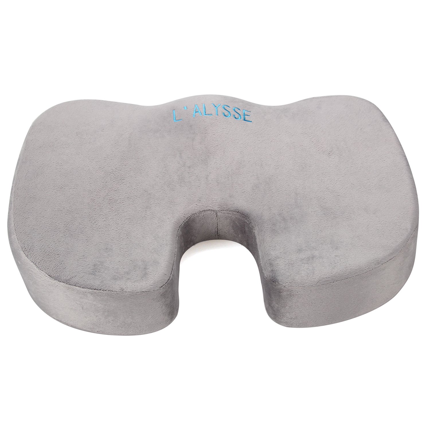 L\'ALYSSE Coccyx and Sciatica Orthopedic Comfort Memory Foam Seat Cushion for Office Chair, Truck Drivers,planes and Cars (grey)