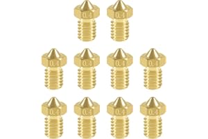 Aokin 10 Pcs Extruder Nozzles 3D Printer Brass Nozzles for E3D V5 V6 0.4mm for 1.75mm Filament 3D Printer