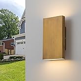 Zicbol Handmade Gold Up and Down Outdoor Wall Lights 10" LED Patio Wall Light Fixture Rectangle Exterior Lighting Fixtures fo