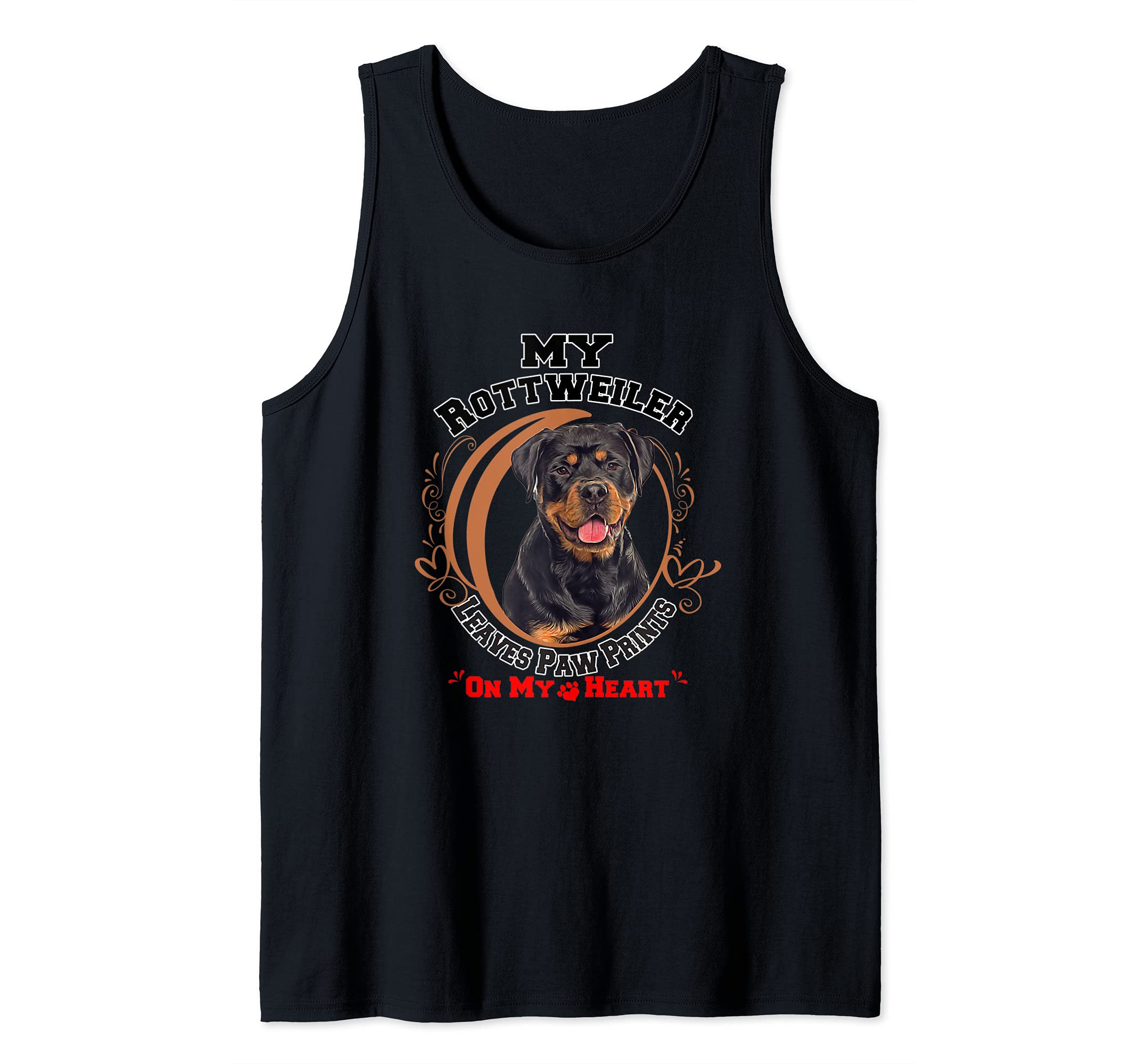 Rottweiler Dog Owner Paw Prints On My Heart Tank Top