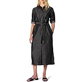 Amazon Essentials Women's Regular-Fit Denim Chambray Long-Sleeve Button-Up Midi Dress