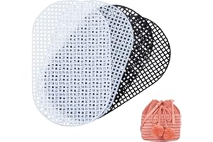WADORN 4pcs Plastic Mesh Canvas Sheets for Embroidery, 2 Colors Oval Mesh Knitting Crochet Bag Bottom 5 Mesh Blank Needlepoint Canvas Sheet Plastic Mesh Mat for Handmade Yarn Crafting Weaving Project