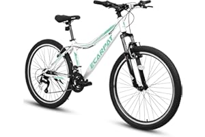 Ecarpat 24 26 Inch Mountain Bike Dual/Front Suspension, 21 Speeds Steel Frame Women Girls Bike, Adult and Teens Sport Bicycle for School Work Short Trip Camping, Summer Gift for Girls and Women