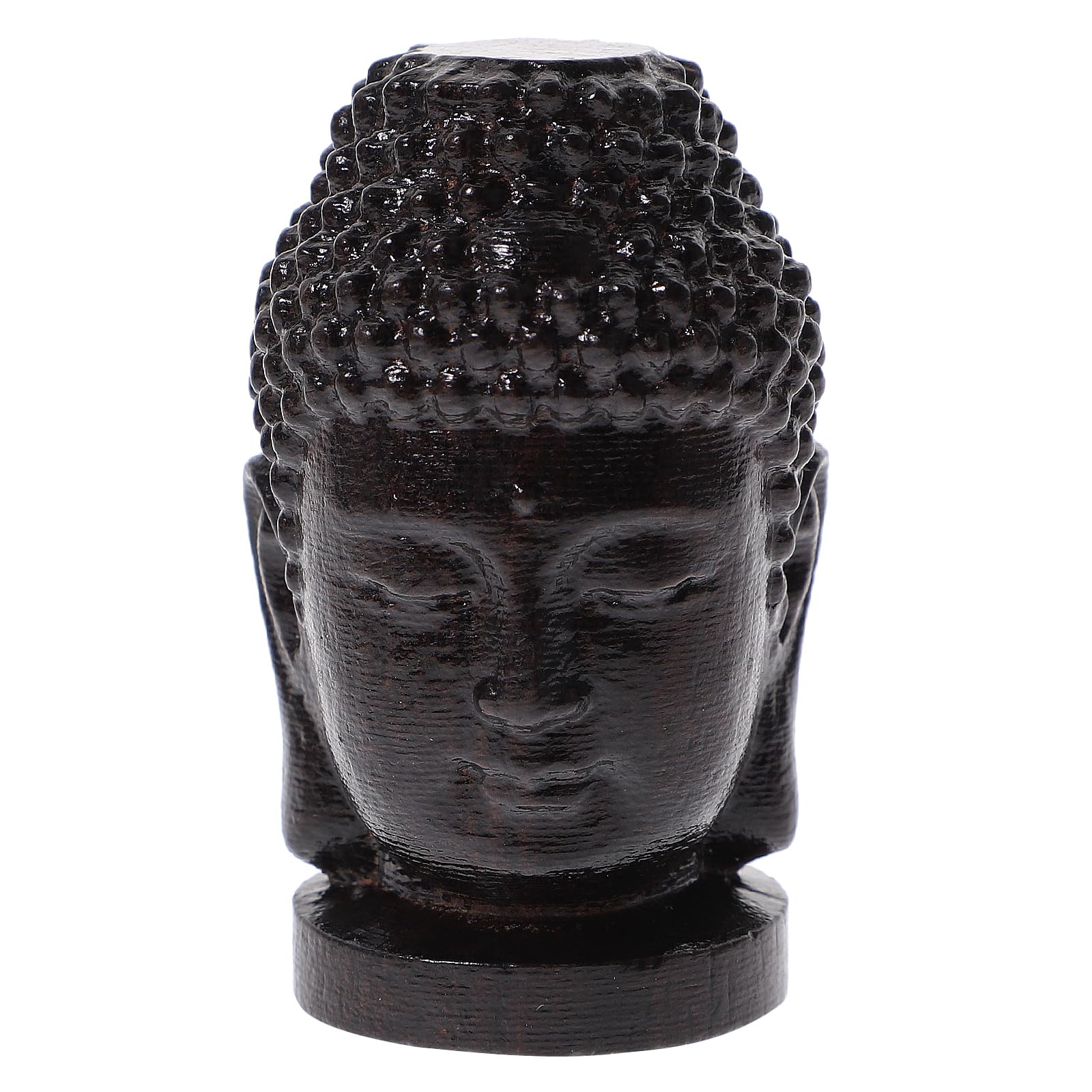ULTNICE Wooden Sakyamuni Buddha Head Figurine - Religious Wooden Sakyamuni Buddha Head Figurine Statue Art Serenity Collection
