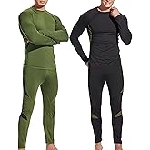 UNIQUEBELLA Men's Thermal Underwear Sets Top & Long Johns Fleece Sweat Quick Drying Thermo Base Layer