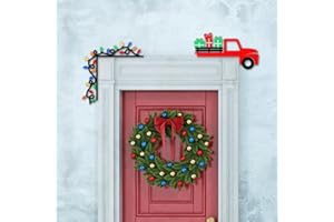 Wesiti 2 Pcs Christmas Door Topper Car Light String Decor Funny Door Corner Sign Decor Home Wooden Christmas Cabinet Knob Covers Party Ornament Props Gift for Wall Window DIY