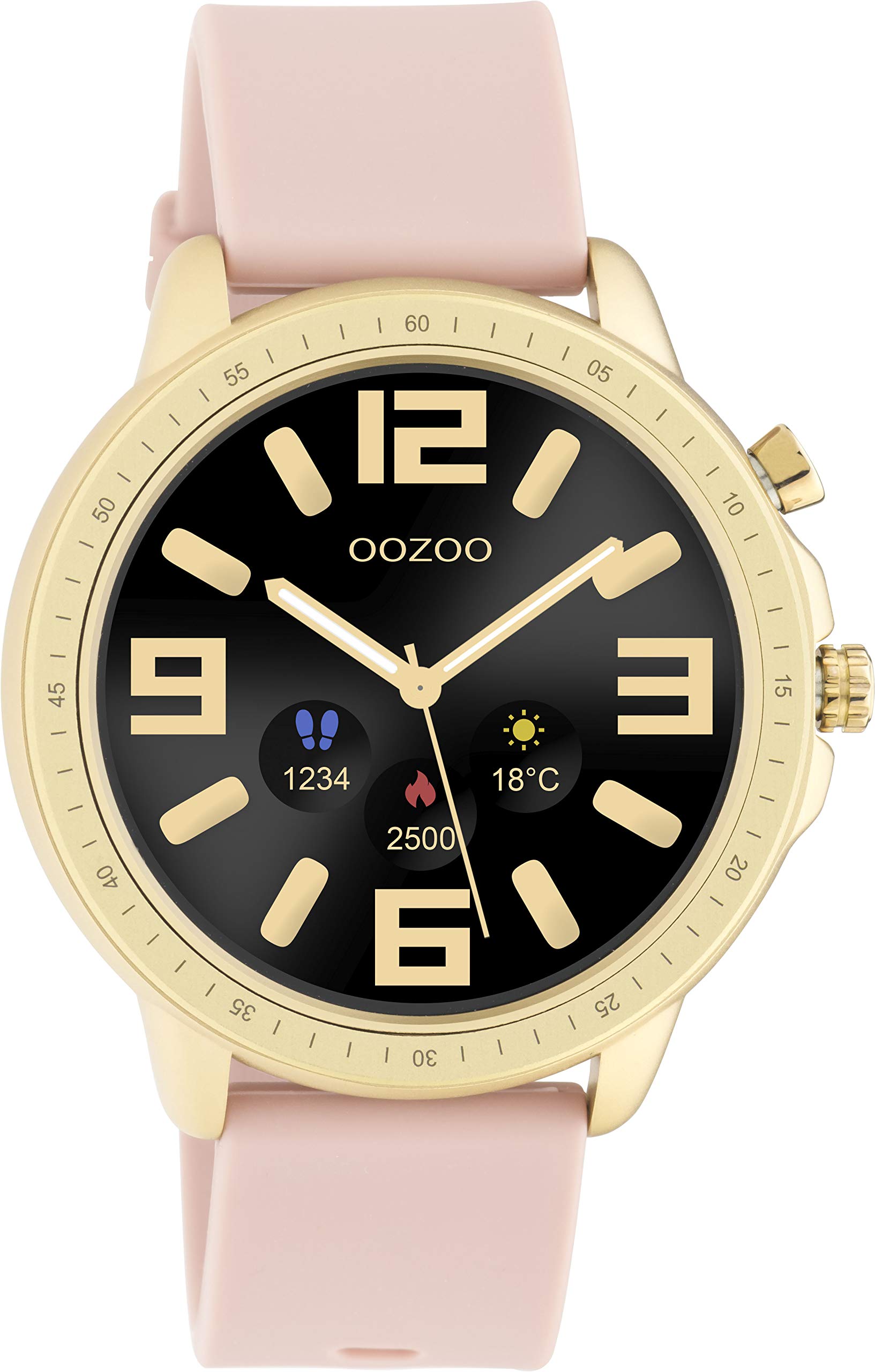 Oozoo - Unisex Smartwatch with Silicone Strap 45 mm | Blood Pressure and Blood Oxygen Monitor | Fitness Tracker with Heart Rate Monitor | Selectable Dials | Sleep Tracker