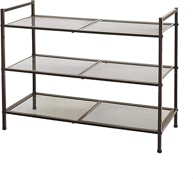 Amazon Com Songmics 3 Tier Shoe Rack Stackable And Adjustable Shoe Rack For Closets 9 12 Pairs Of Shoes Metal Shoe Rack Storage For Entryway Living Room Bathroom Bronze Ulmr17a Home Improvement