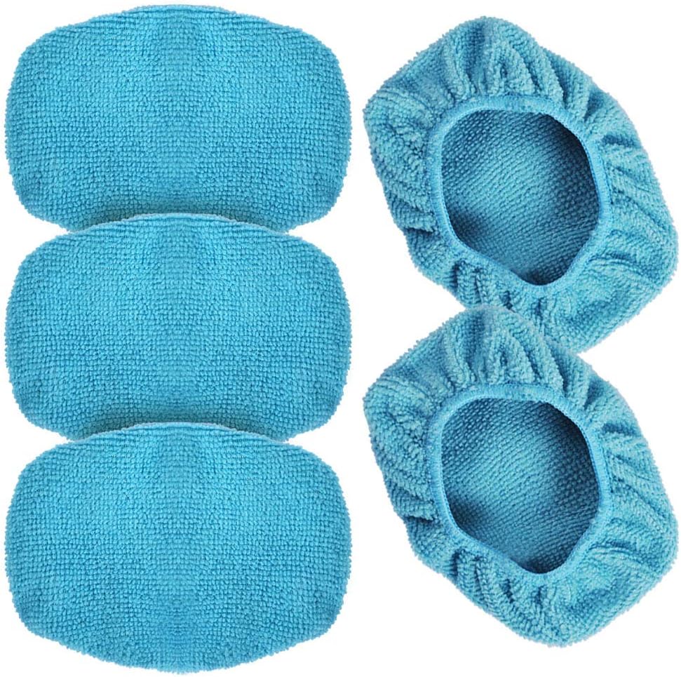eFuncar Car Care Microfiber Cloths for Windshield Cleaning Tool, Windshield Cleanner Wand Replaceable Glass Cleaning Bonnets, Interior Auto Window Cleaner Washing Pads, Fit 5”, Blue, 5 Pack: Automotive