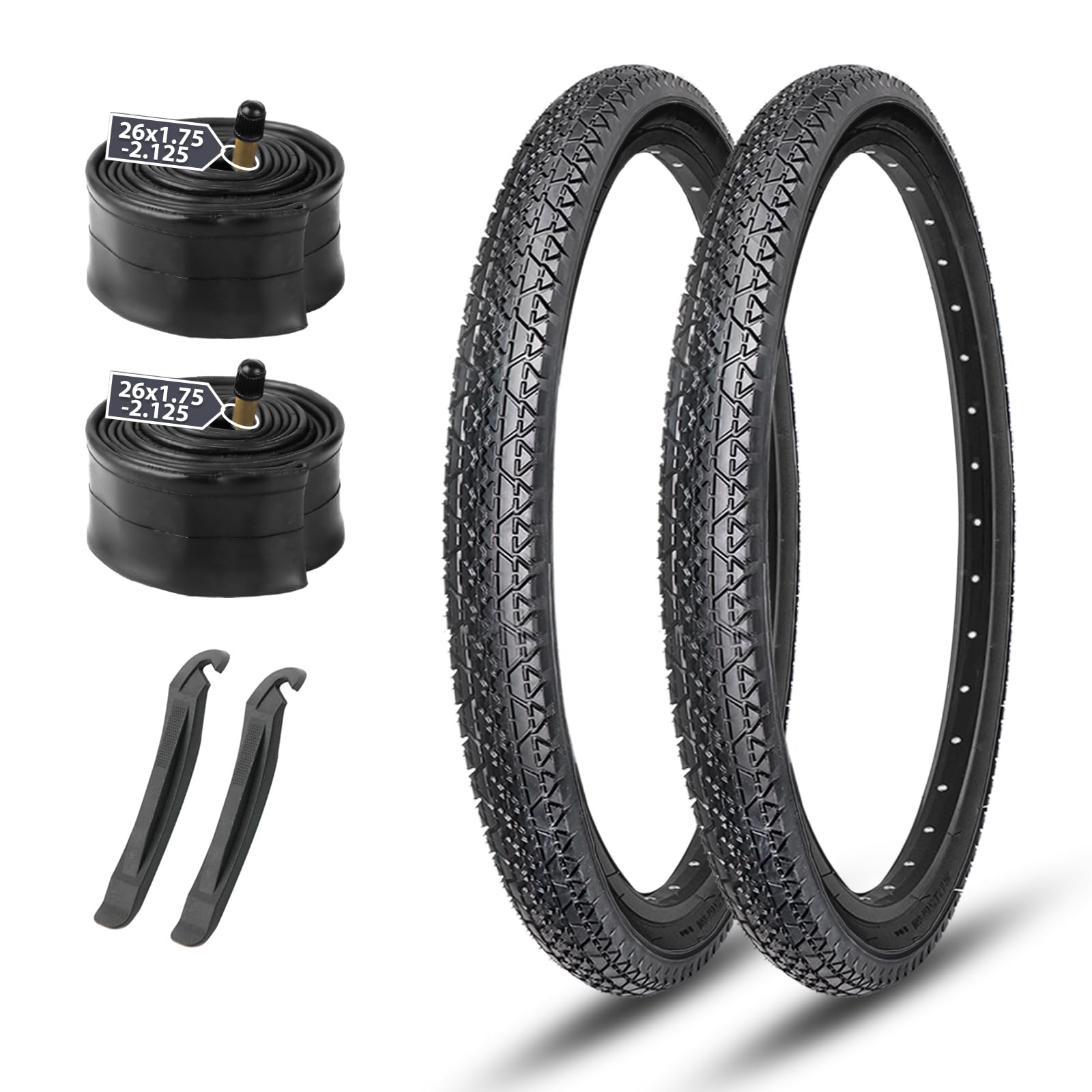Photo 1 of 2-Pack Cruiser Bike Tires Set: MOHEGIA 26x2.125 Inch (57-559 mm) Folding Tires, Inner Tubes,and Tire Levers Replacement Kit for Beach Cruiser Bicycle -Black