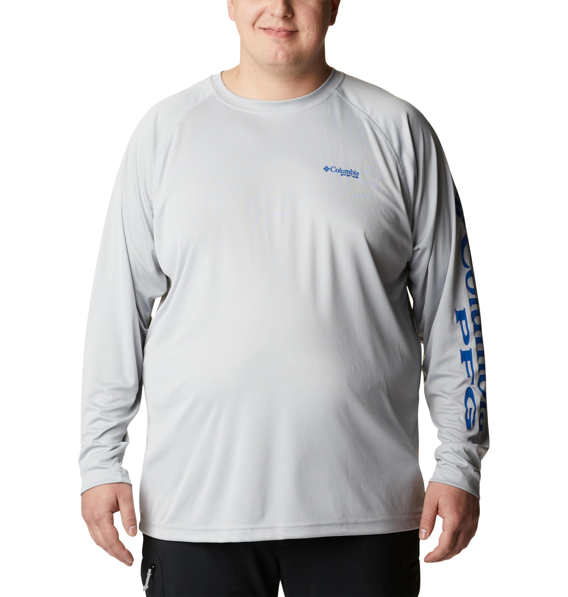 Columbia Men's Terminal Tackle Long Sleeve Fishing Shirt, Cool Grey/Vivid Blue Logo, 5X Image Columbia Men's Terminal Tackle Long Sleeve Fishing Shirt, Cool Grey/Vivid Blue Logo, 5X Image