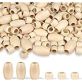 LAIDANLA 135PCS Wooden Beads Natural Color Large Hole Loose Spacer Beads Natural Wood Hair Bead for Macrame Making Bracelet Necklace Hair DIY Craft Handmade Decor