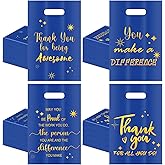 Epakh 200 Pcs Employee Appreciation Day Party Supply Thank You Gift Bags Bulk Employee Appreciation Goodie Bags with Handle Plastic Party Favors for Team Staff Coworker Nurse Teacher Blue Goody Wrap