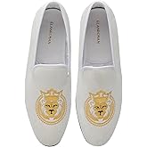 ELANROMAN Loafers for Men Velvet Shoes of Fashion Embroidered 1.0 and 2.0 Party Wedding Prom Shoes