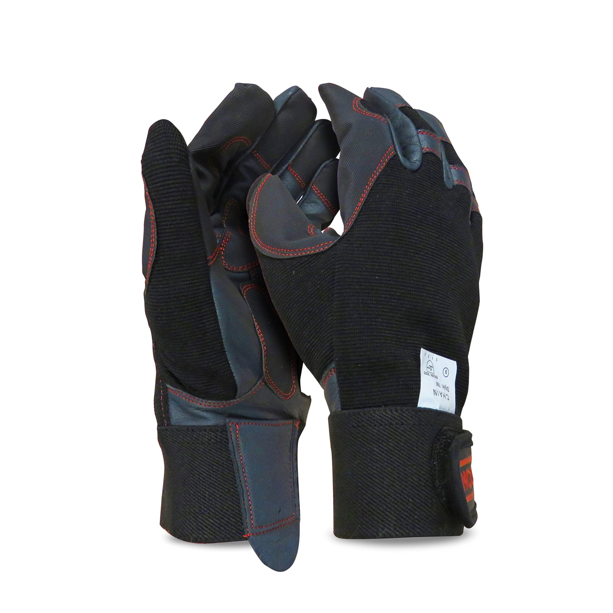 Oregon Chainsaw Gloves, 4 Way Stretch PPE Clothing, Pair of Professional Chainsaw Protective Gloves, Leather, Black – XL (Size 11) (‎295395XL)
