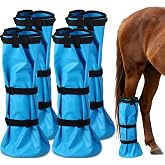 SilTriangle 4 Pcs Easy Use Hoof Soaking Boot for Horse Soaker Bag, Hoof Care Treatment Bucket with EVA Pad and Elastic Band, 2 Pairs Horse Soaker Bag for Common Equine Hooves Ailment Problem