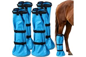 SilTriangle 4 Pcs Easy Use Hoof Soaking Boot for Horse Soaker Bag, Hoof Care Treatment Bucket with EVA Pad and Elastic Band, 2 Pairs Horse Soaker Bag for Common Equine Hooves Ailment Problem