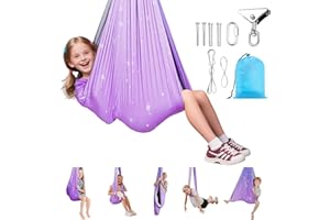 VEVOR Sensory Swing, Double-Layer Fabric Sensorys Hammock, Indoor & Outdoor Sensory Swing with 360° Swivel Hanger, O-Sling, H