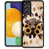 FKBRCL4U for Samsung Galaxy A13 5G Case,Graphic Design for Girl Boy Soft Silicone Hard Acrylic Shock Protection Designed for Samsung Galaxy A13 5G Western Highland Cow Sunflower Pattern