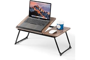 BYMECOST Laptop Desk for Bed Couch, Adjustable Foldable Bed Table with Cup Holder, Breakfast Serving Tray, Portable Laptop Lap Desk Stand for Working Reading Writing Eating Gaming in Bed Sofa Floor