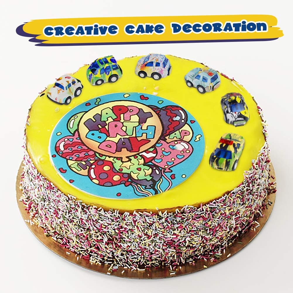 Pull Back Vehicles Diecast Metal Toy Cars Police Car Mini Vehicles Model Kit Party Favors Cake Decorations Topper Best Birthday Gift for Children Toddlers Kids 3 4 5 Years Old, 12 Pieces